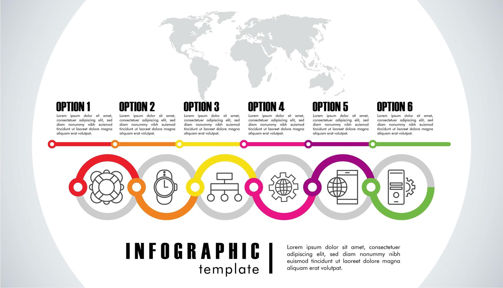 statistiche del modello di infografica con mappe del pianeta terra vettore