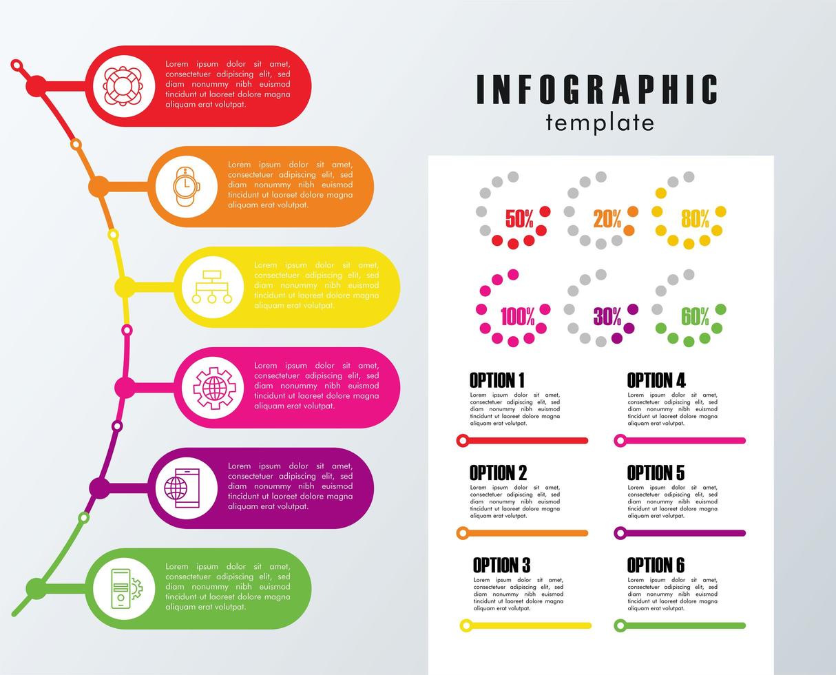 modello di infografica con statistiche su sfondo grigio vettore