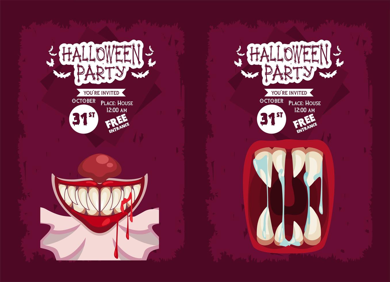 poster di celebrazione festa horror di halloween con le bocche vettore