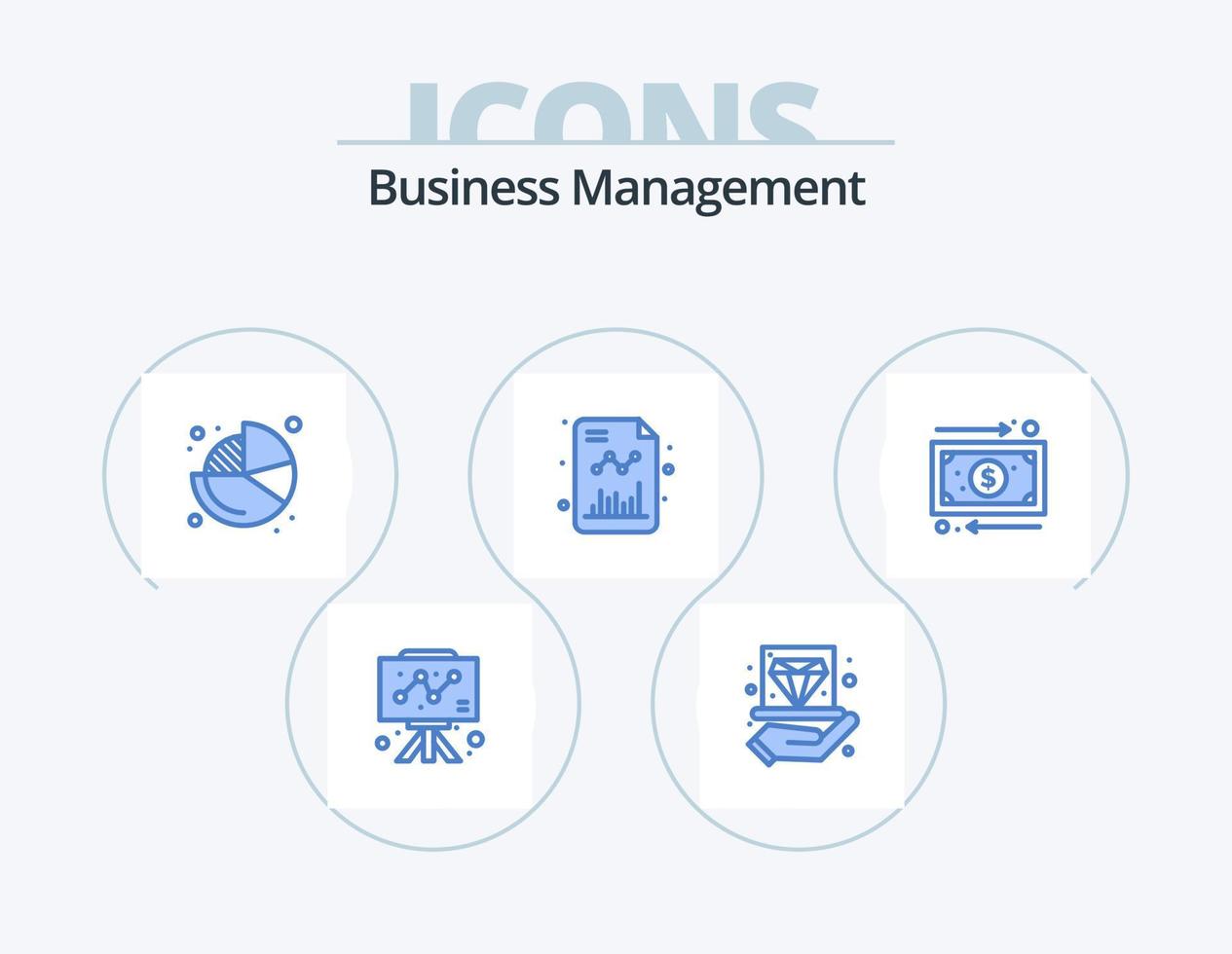 attività commerciale gestione blu icona imballare 5 icona design. attività commerciale. crescere. marmellata. grafico. torta vettore