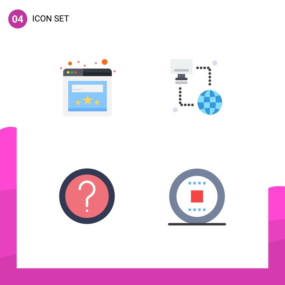 impostato di 4 moderno ui icone simboli segni per del browser Aiuto Internet tenere sotto controllo informazione modificabile vettore design elementi