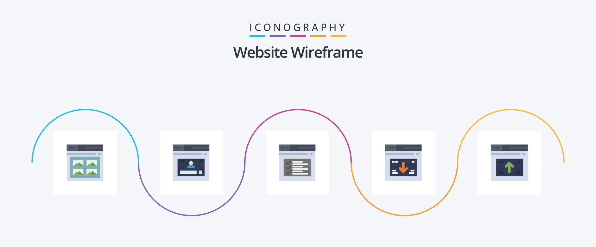 sito web wireframe piatto 5 icona imballare Compreso ragnatela. Internet. sito web. testo. ragnatela vettore