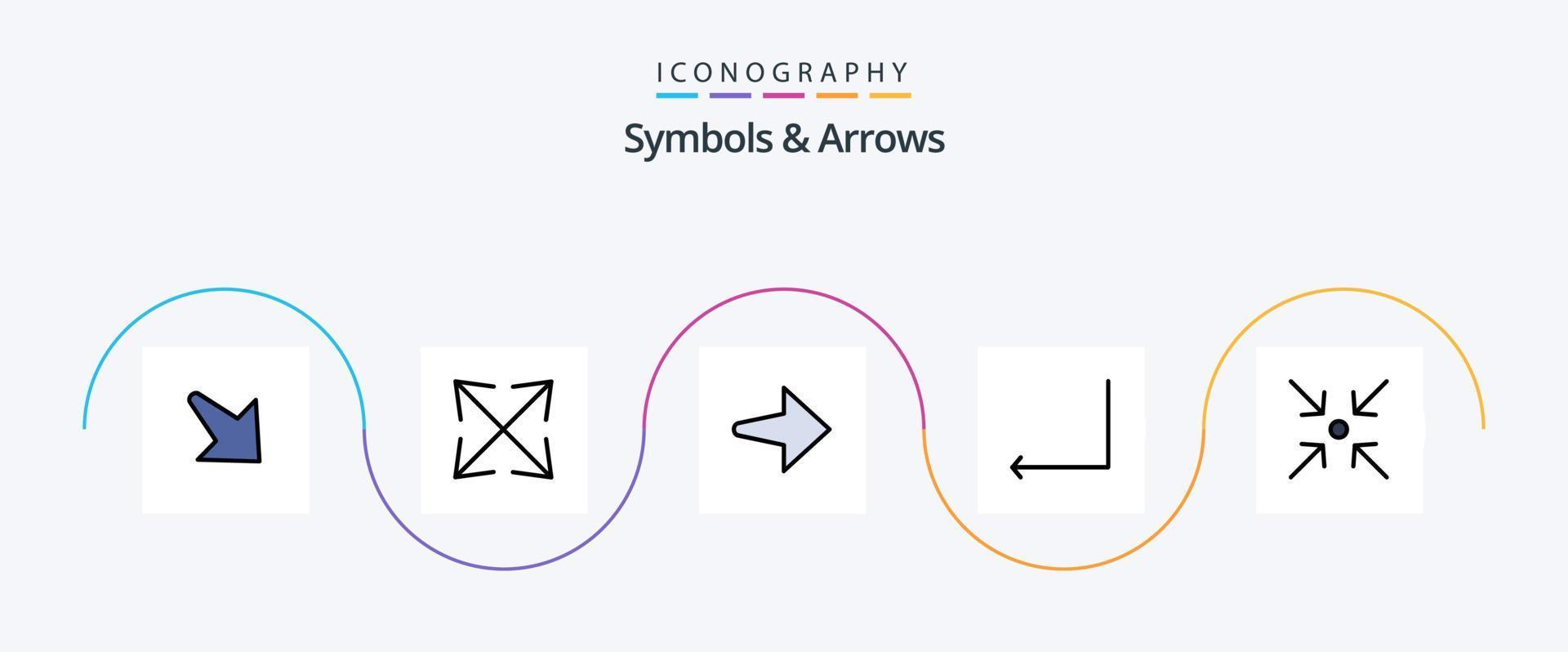 simboli e frecce linea pieno piatto 5 icona imballare Compreso . freccia. crollo vettore