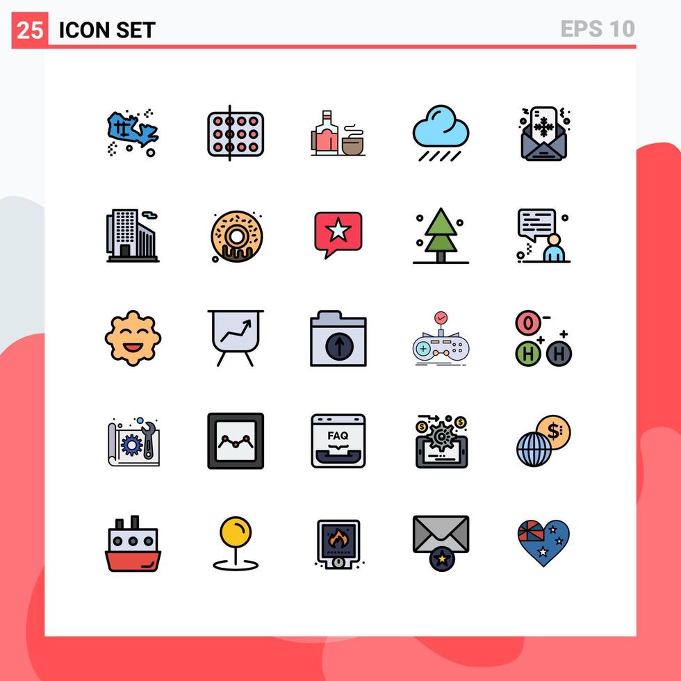 impostato di 25 moderno ui icone simboli segni per Natale tempo metereologico campione pioggia Hotel modificabile vettore design elementi