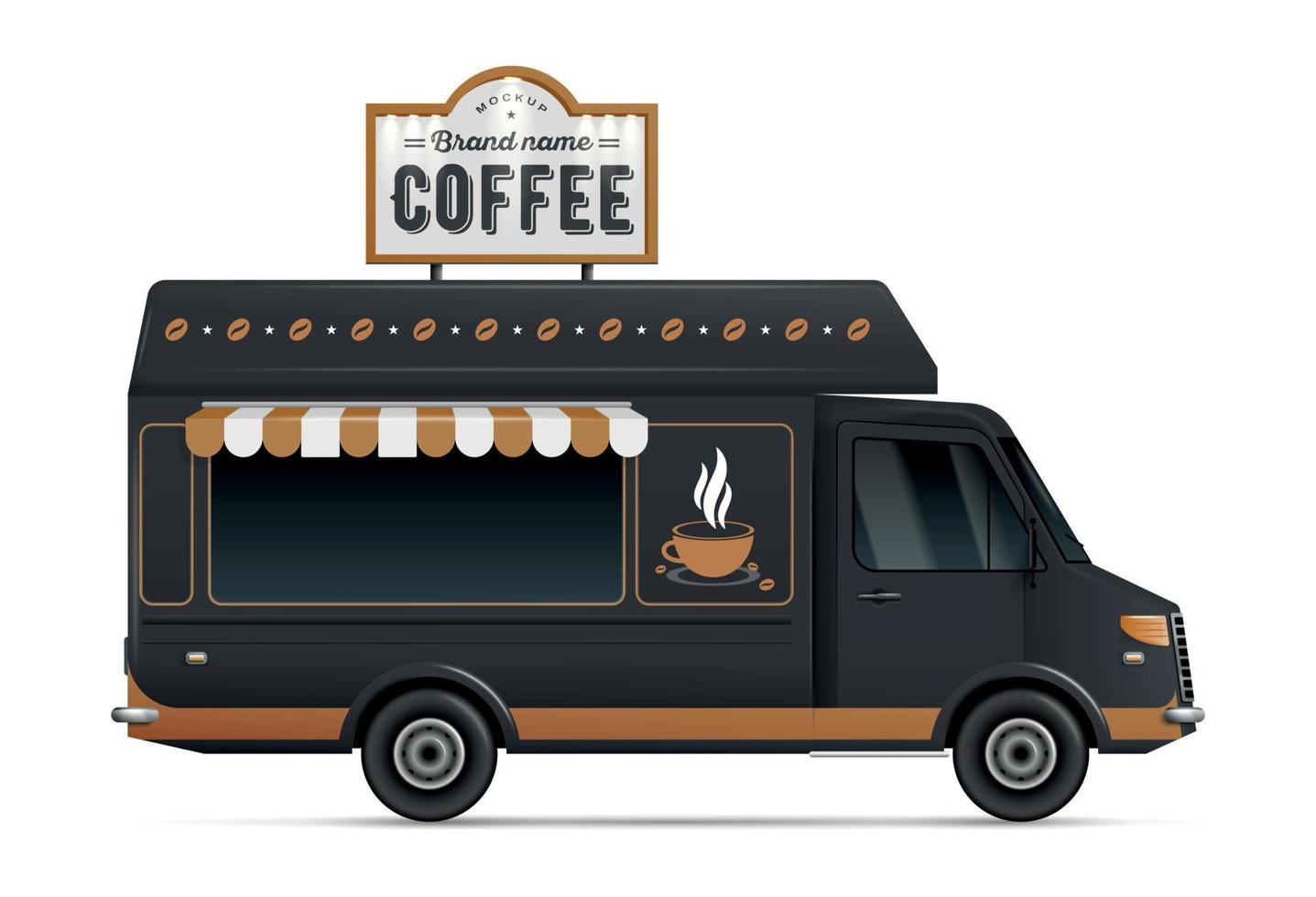 realistico caffè negozio camion vettore