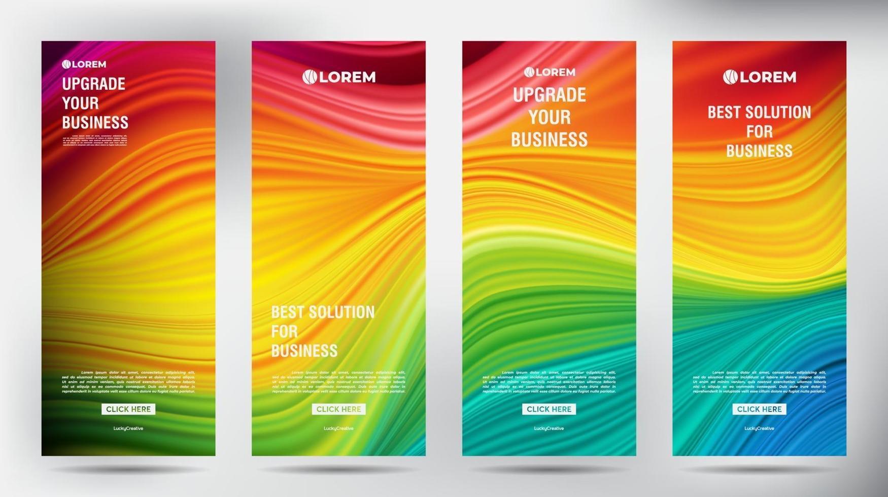 mesh flusso di colore roll up brochure aziendale flyer banner set vettore