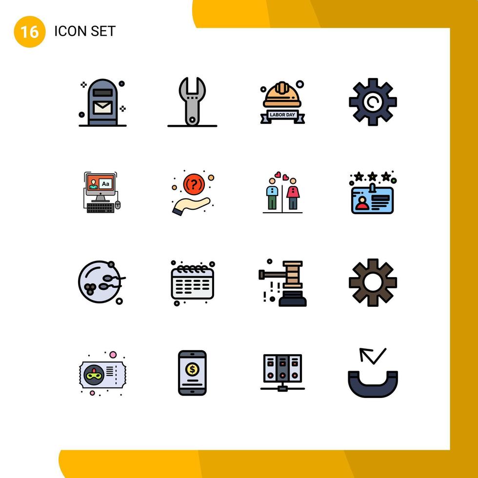 impostato di 16 moderno ui icone simboli segni per schermo utente difficile berretto ambientazione Ingranaggio modificabile creativo vettore design elementi
