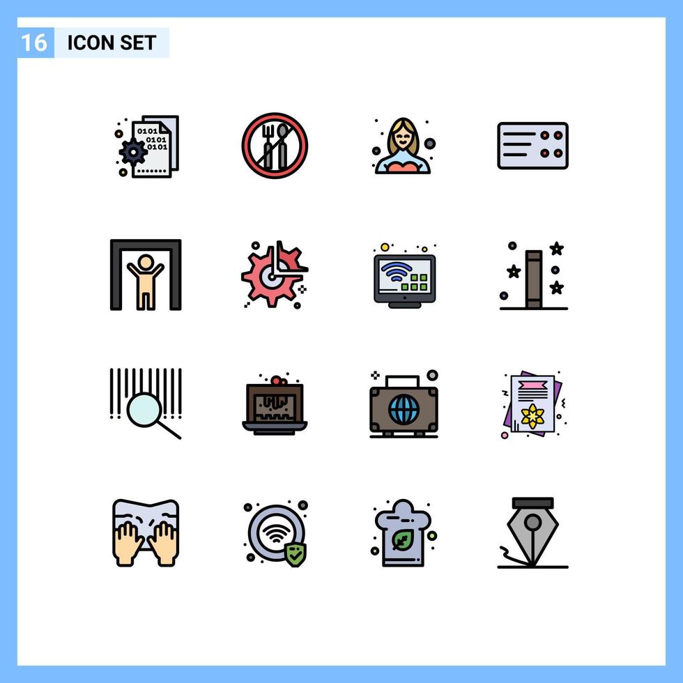 impostato di 16 moderno ui icone simboli segni per sicurezza umano scanner avatar trasporto utente modificabile creativo vettore design elementi