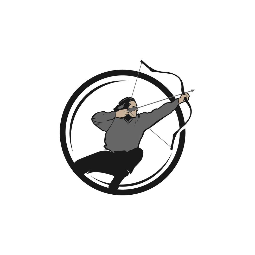 arciere logo disegni concetto, tiro con l'arco silhouette logo disegni vettore, arciere sport logo vettore