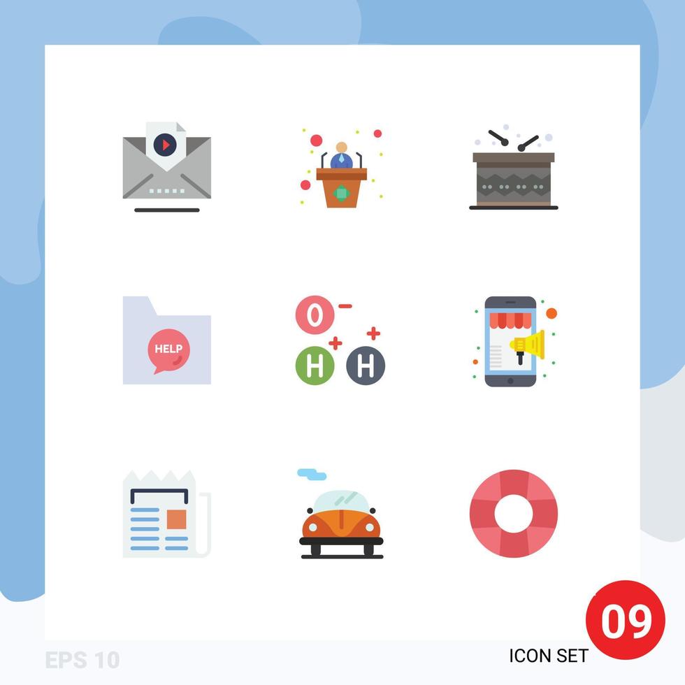 9 universale piatto colori impostato per ragnatela e mobile applicazioni scienza Aiuto tamburo file contatto modificabile vettore design elementi