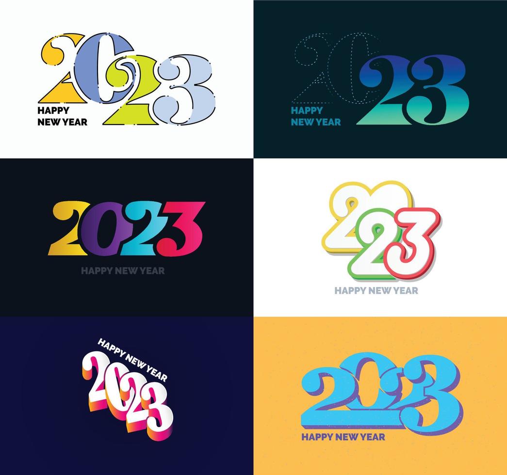 grande impostato di 2023 contento nuovo anno logo testo design 2023 numero design modello vettore