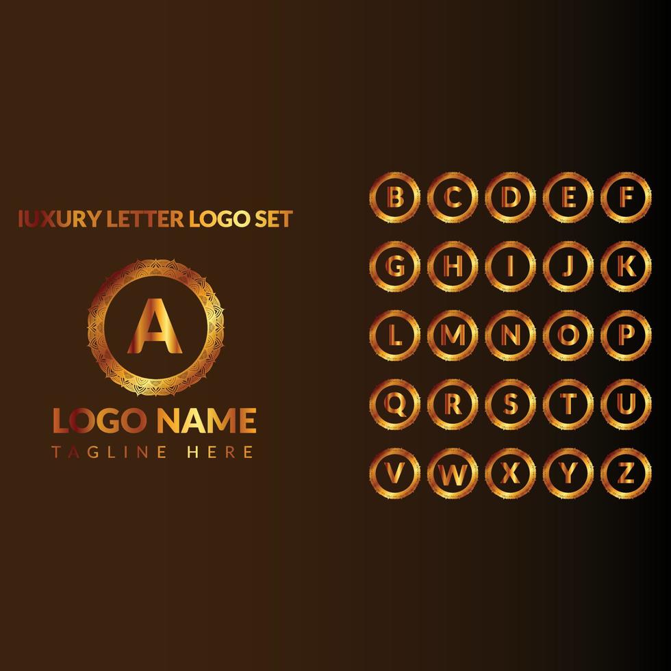 lusso ornamentale d'oro lettera logo impostato vettore