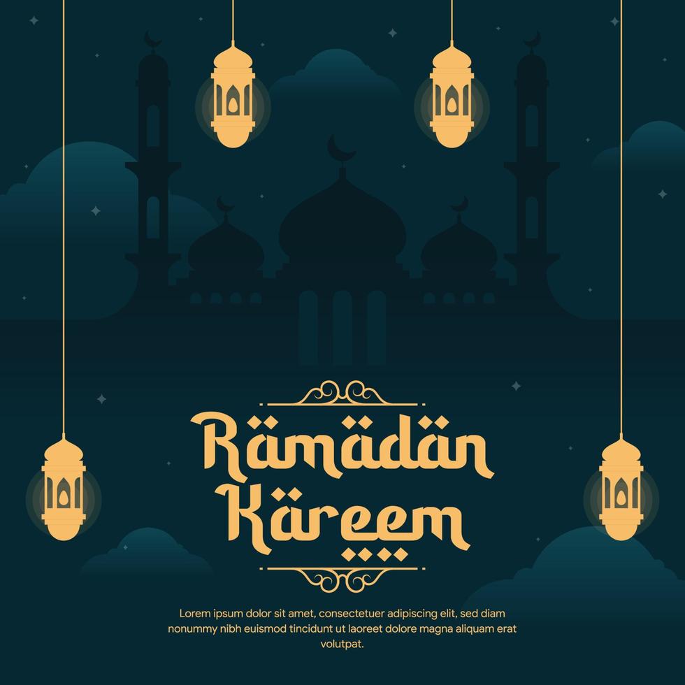 Ramadan bandiera illustrazione nel piatto design vettore