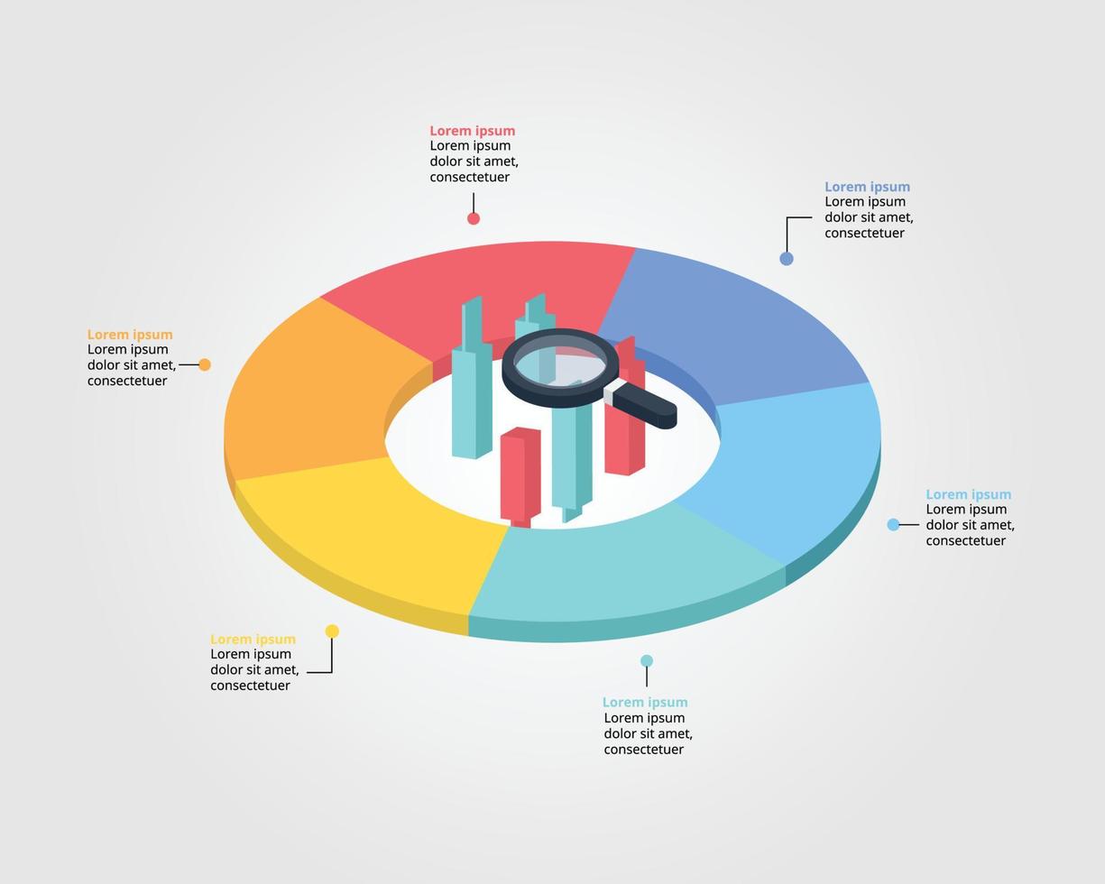 azione mercato modello per Infografica per presentazione per 6 elemento vettore