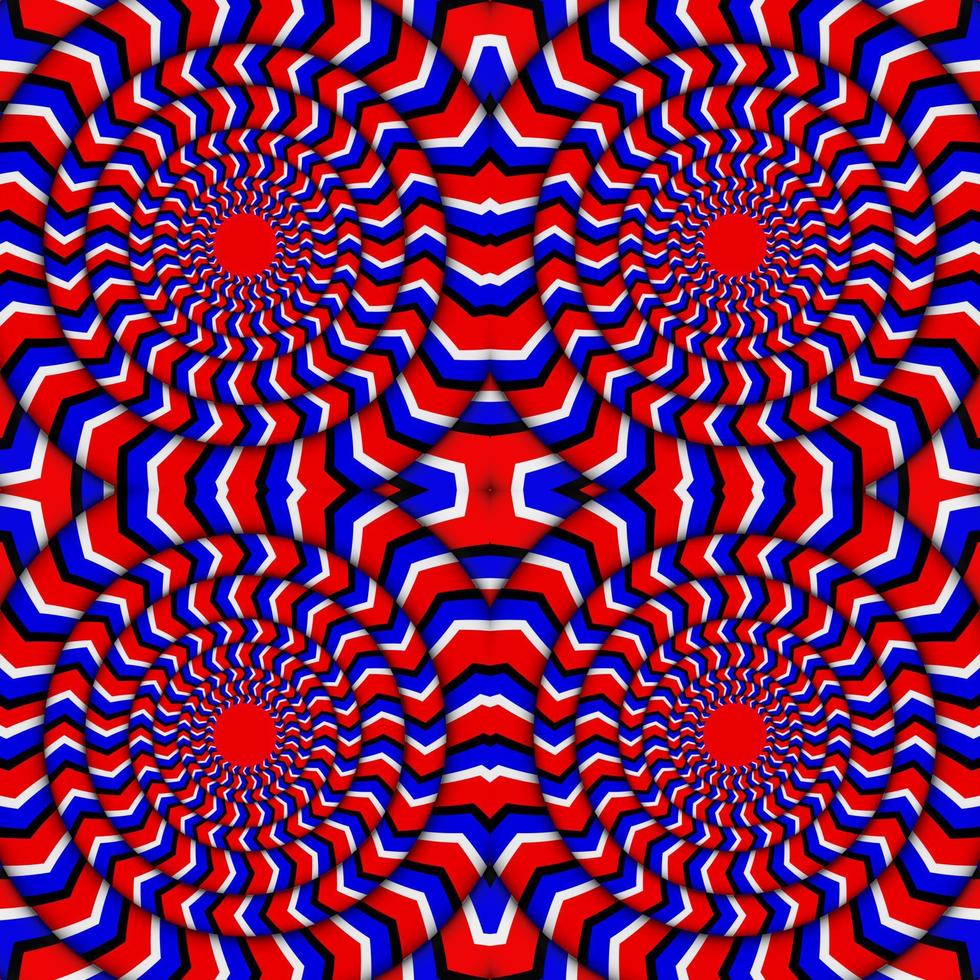 ipnotico di rotazione. perpetuo rotazione illusione. sfondo con luminosa ottico illusioni di rotazione. ottico illusione rotazione ciclo. vettore illustrazione
