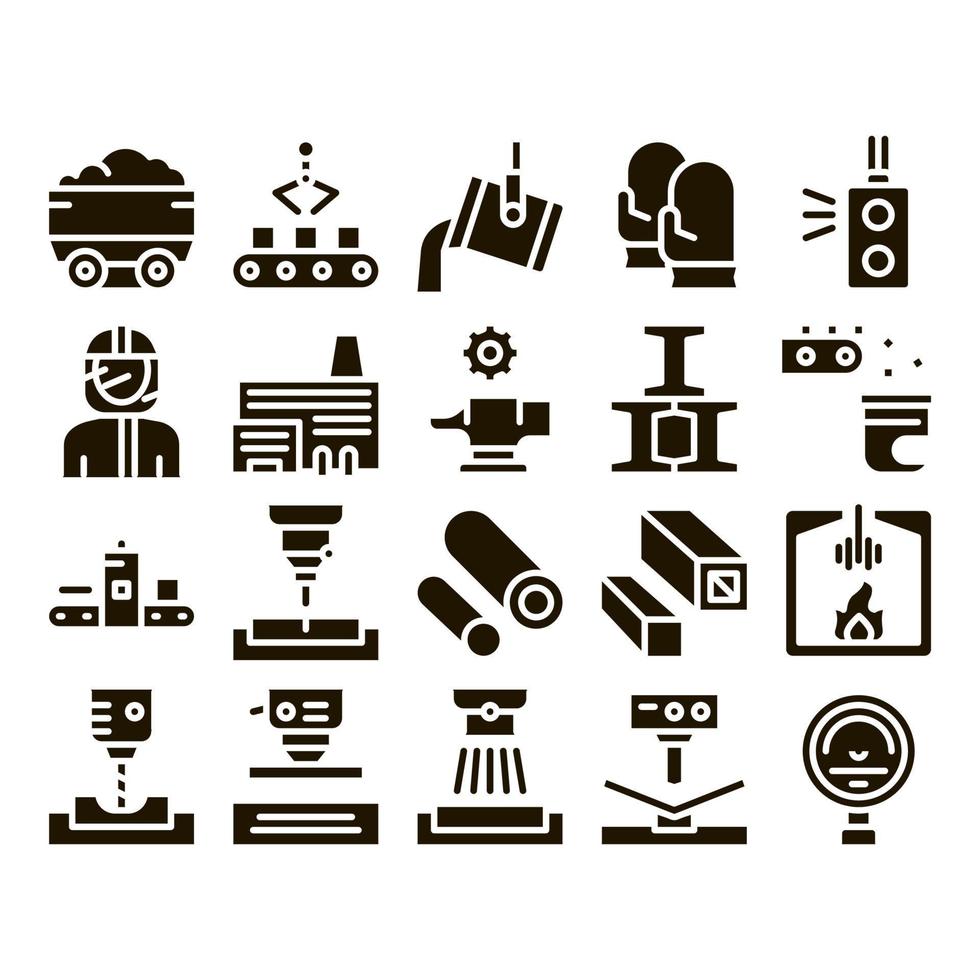 metallurgico collezione elementi icone impostato vettore