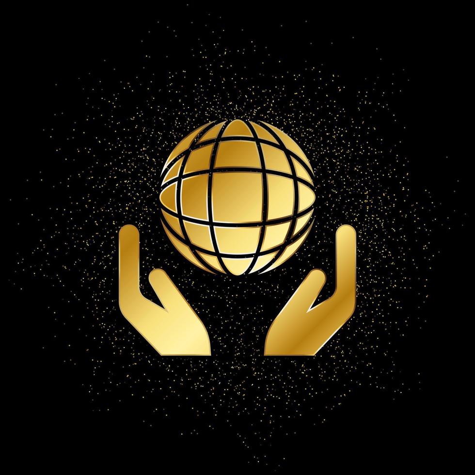 sicuro, mondo oro icona. vettore illustrazione di d'oro particella sfondo. oro vettore icona