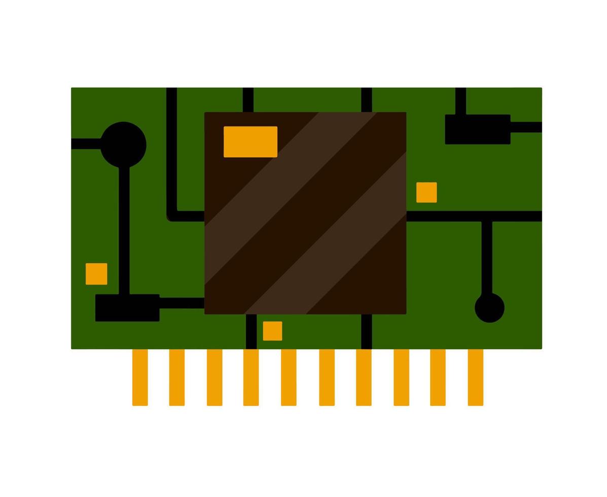 patata fritta. computer Accessori. verde microchip. il microprocessore e microcircuito icona. moderno tecnologia. piatto illustrazione vettore