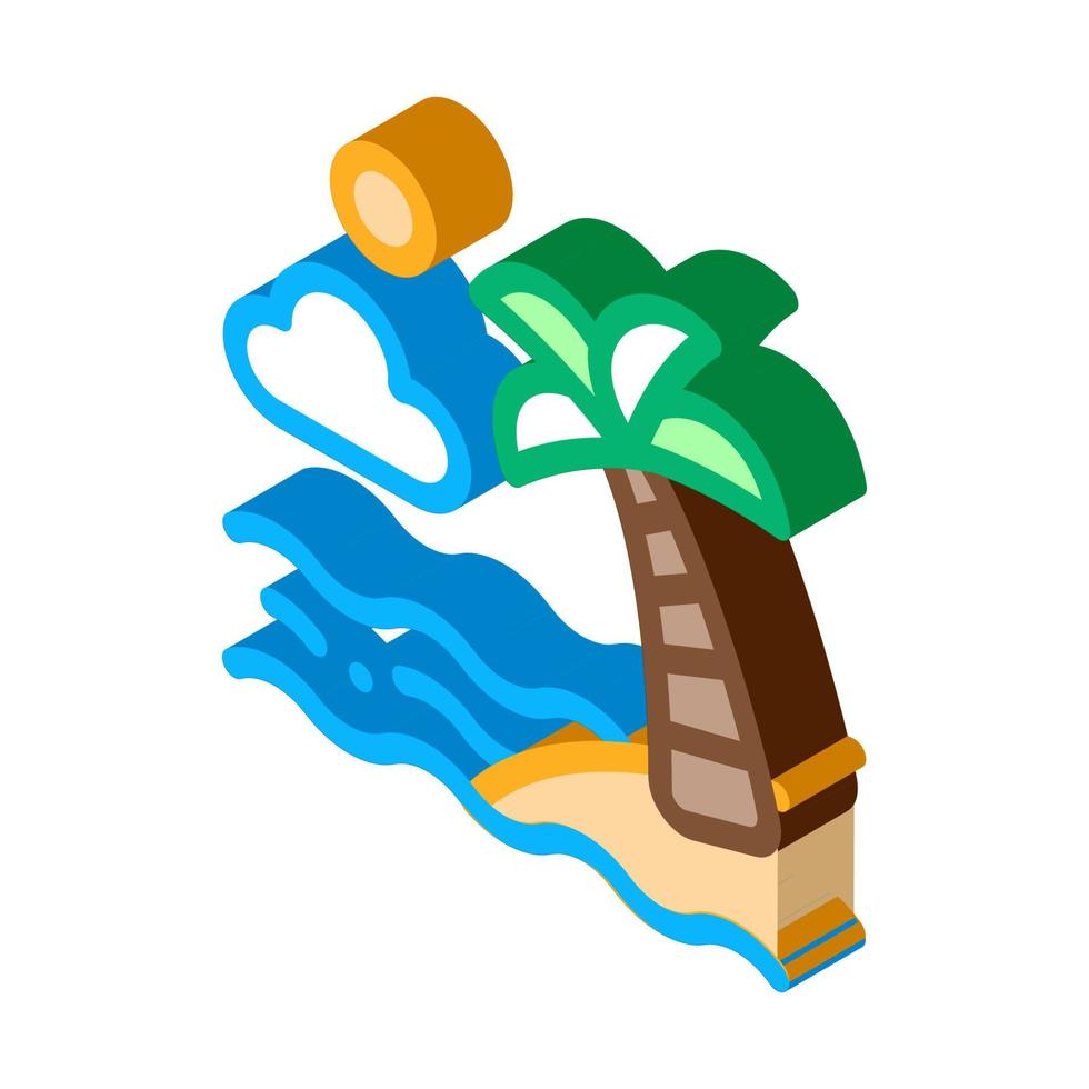 oceano Visualizza con palma isometrico icona vettore illustrazione