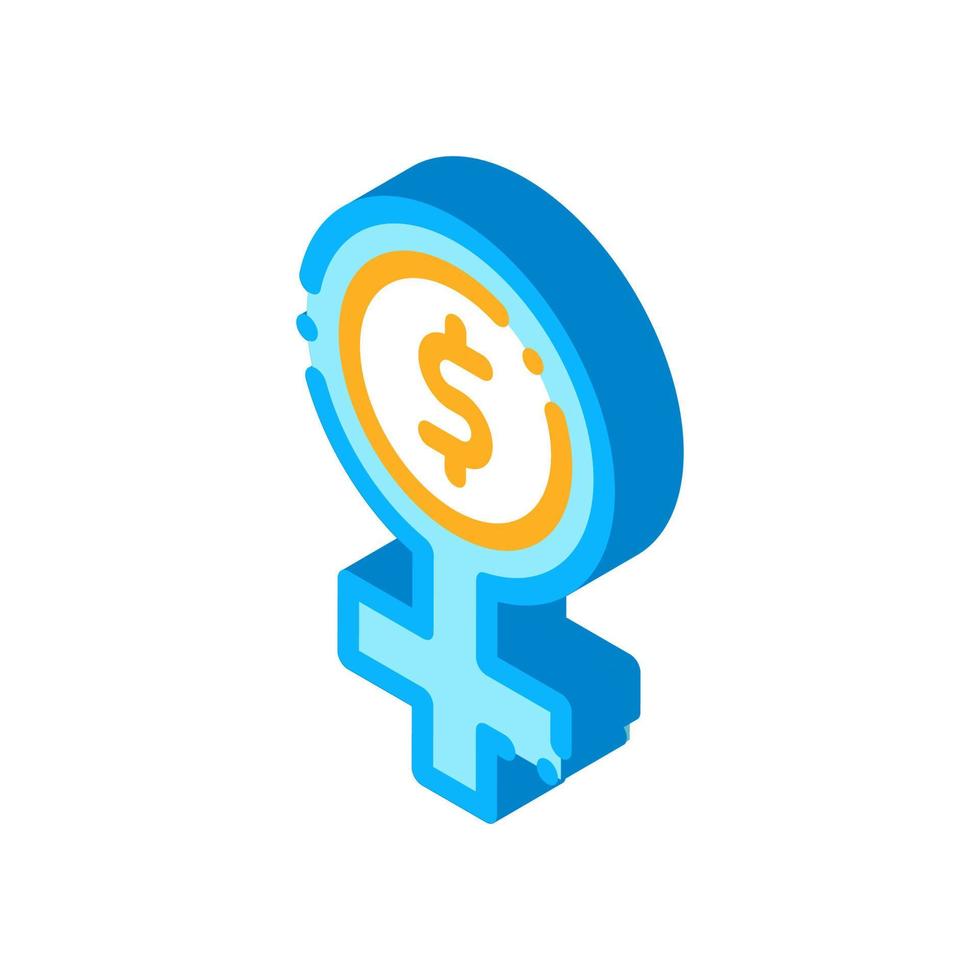 donna dollaro marchio isometrico icona vettore illustrazione