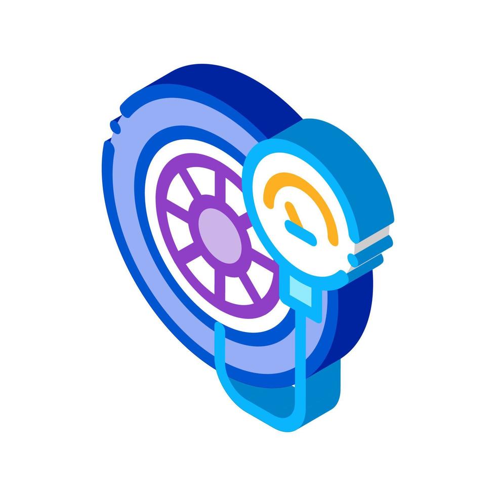 pneumatico inflazione isometrico icona vettore illustrazione