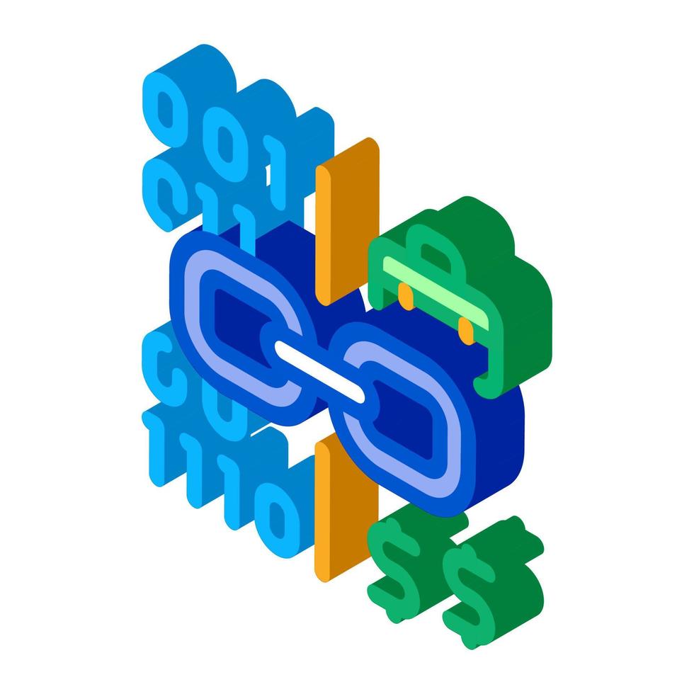 linking binario codice per i soldi isometrico icona vettore illustrazione