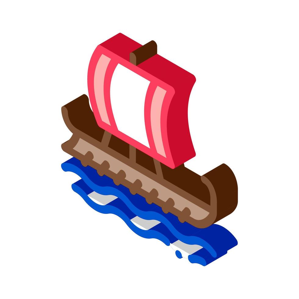 greco mercante nave isometrico icona vettore illustrazione