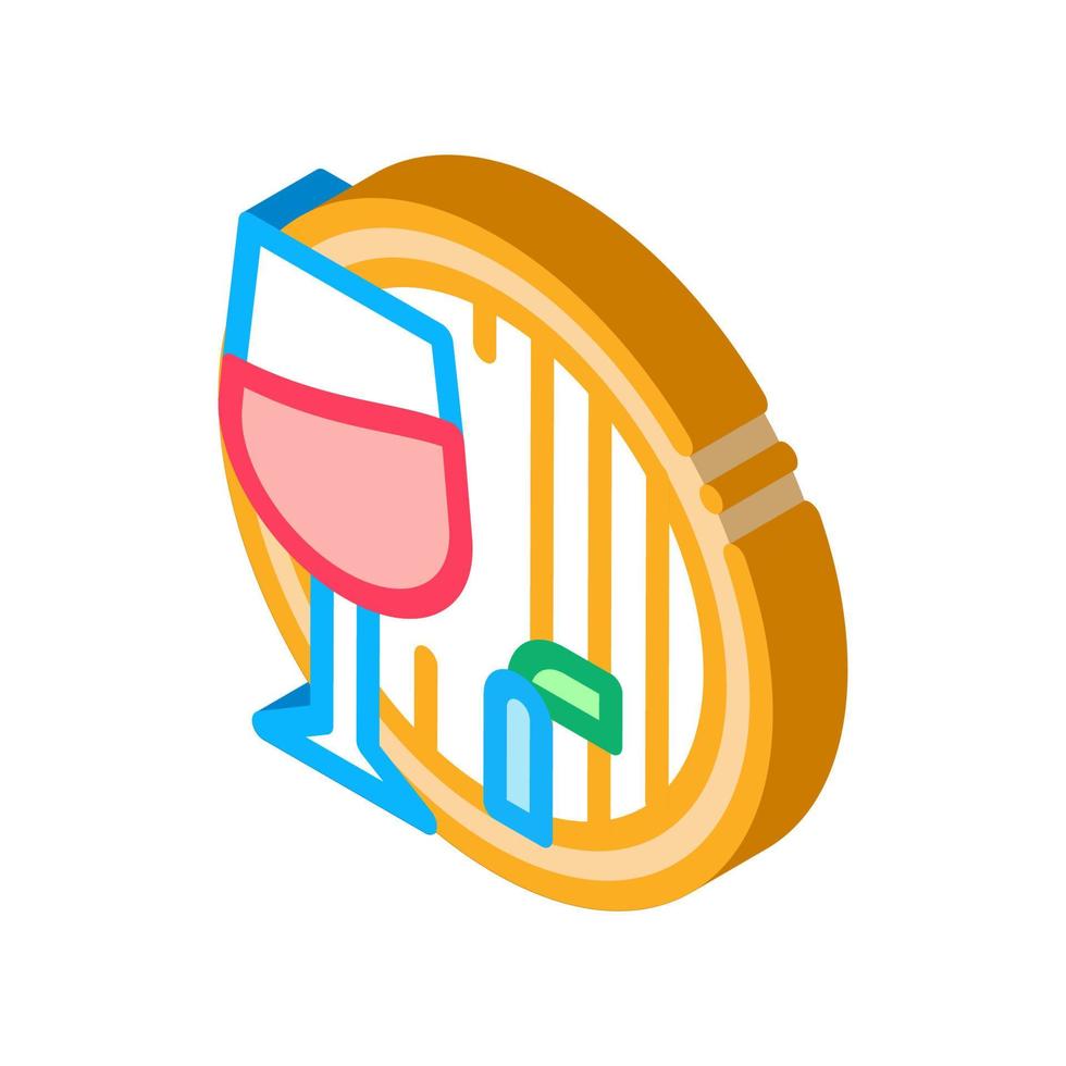 vino barile isometrico icona vettore illustrazione