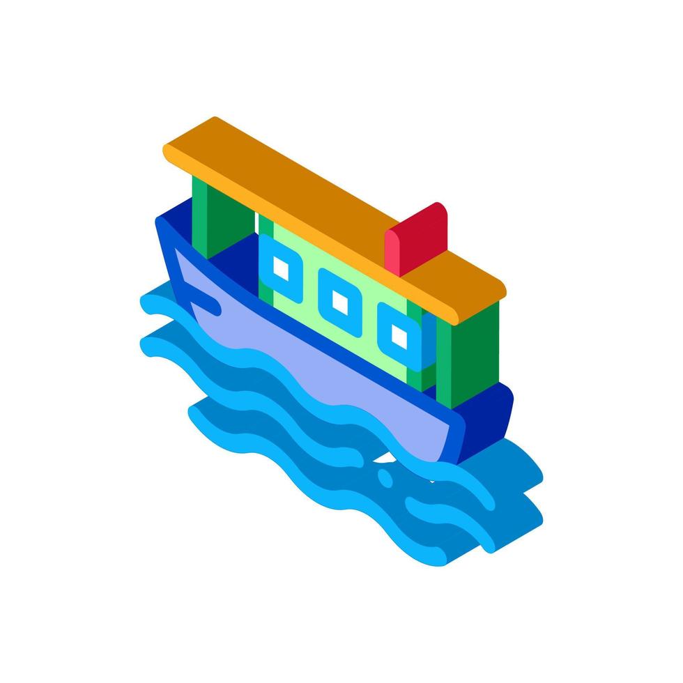 acqua yacht in mezzo di mare isometrico icona vettore illustrazione