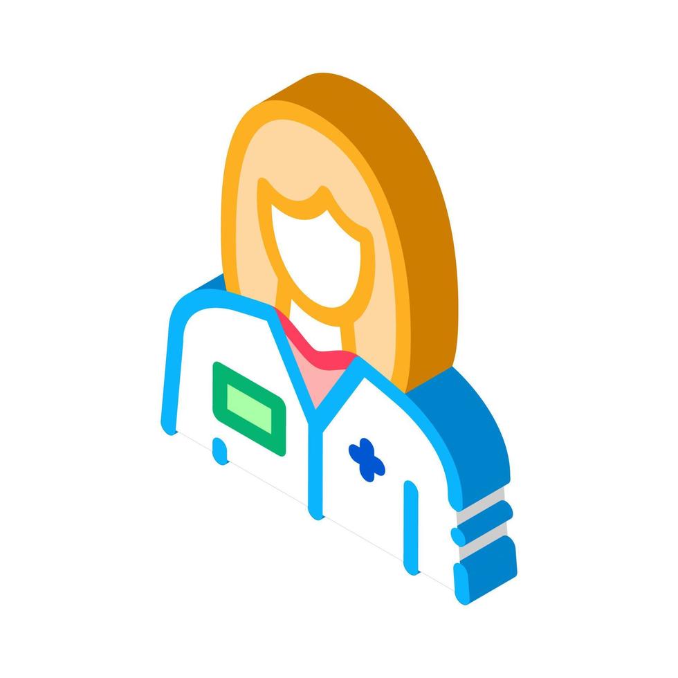 donna medico isometrico icona vettore illustrazione