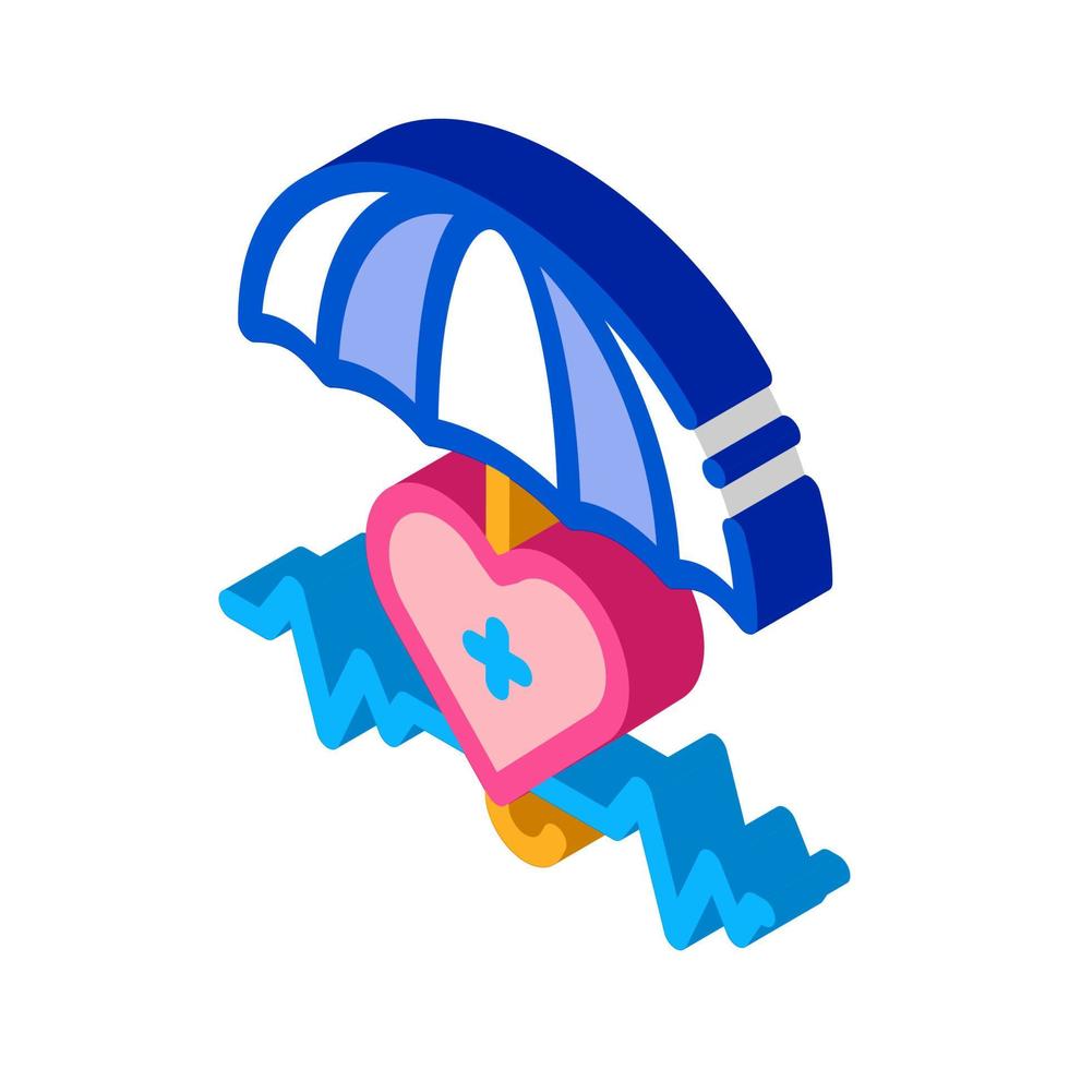 cuore cardio e ombrello isometrico icona vettore illustrazione