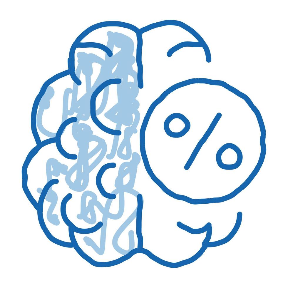 cervello percentuale scarabocchio icona mano disegnato illustrazione vettore