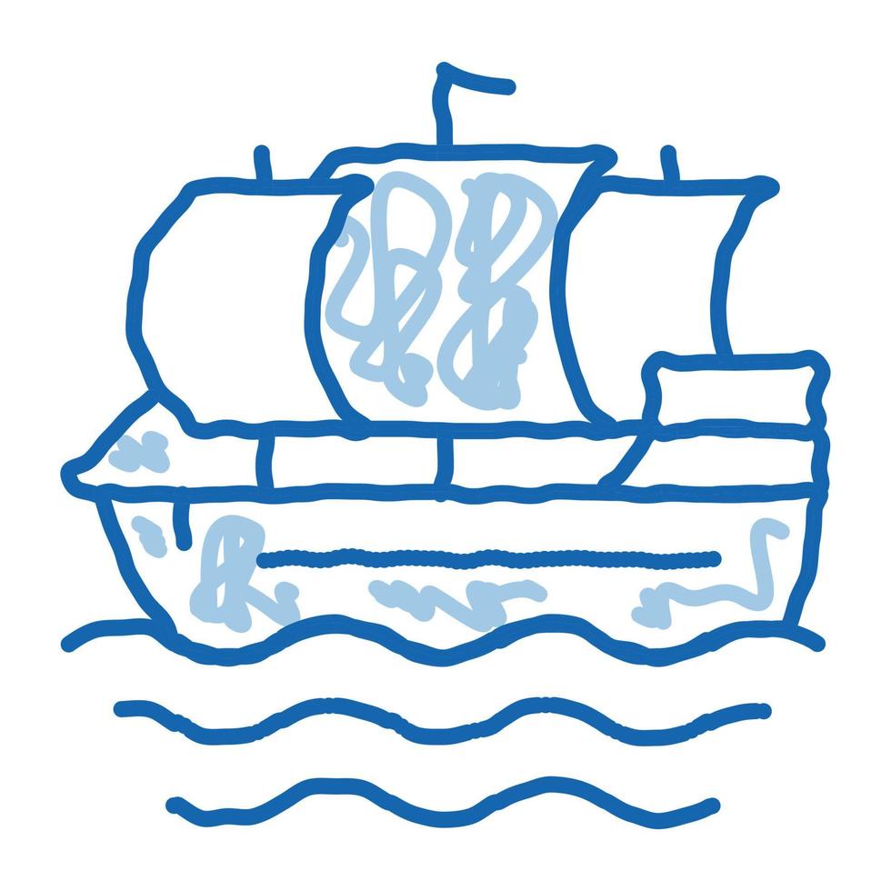 pirata vela barca scarabocchio icona mano disegnato illustrazione vettore