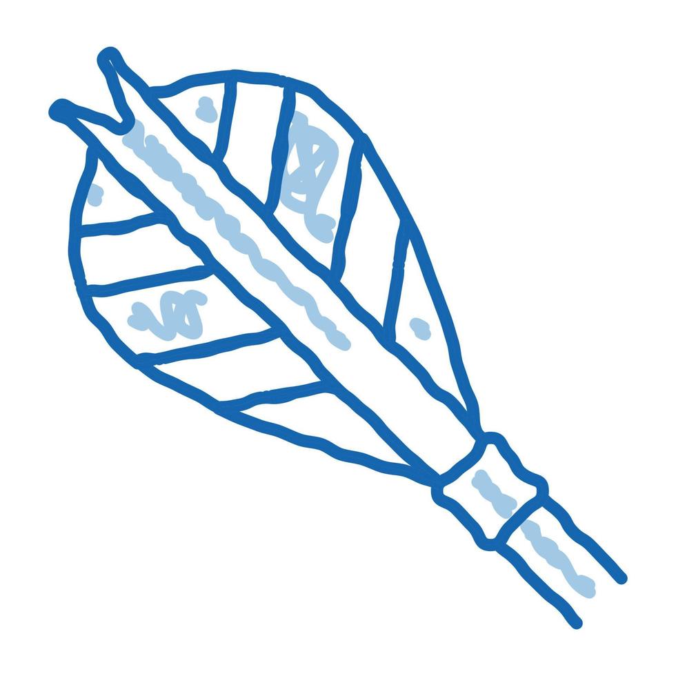 freccia piuma piume dettaglio scarabocchio icona mano disegnato illustrazione vettore
