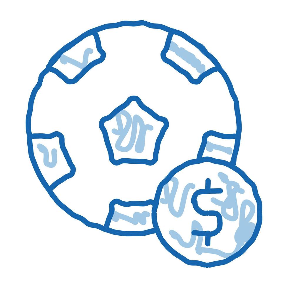 calcio palla scommesse e gioco d'azzardo scarabocchio icona mano disegnato illustrazione vettore