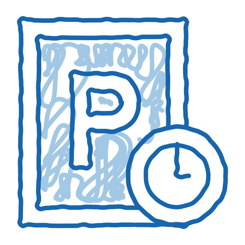 parcheggio tempo scarabocchio icona mano disegnato illustrazione vettore