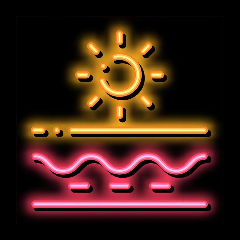 protezione solare effetto neon splendore icona illustrazione vettore