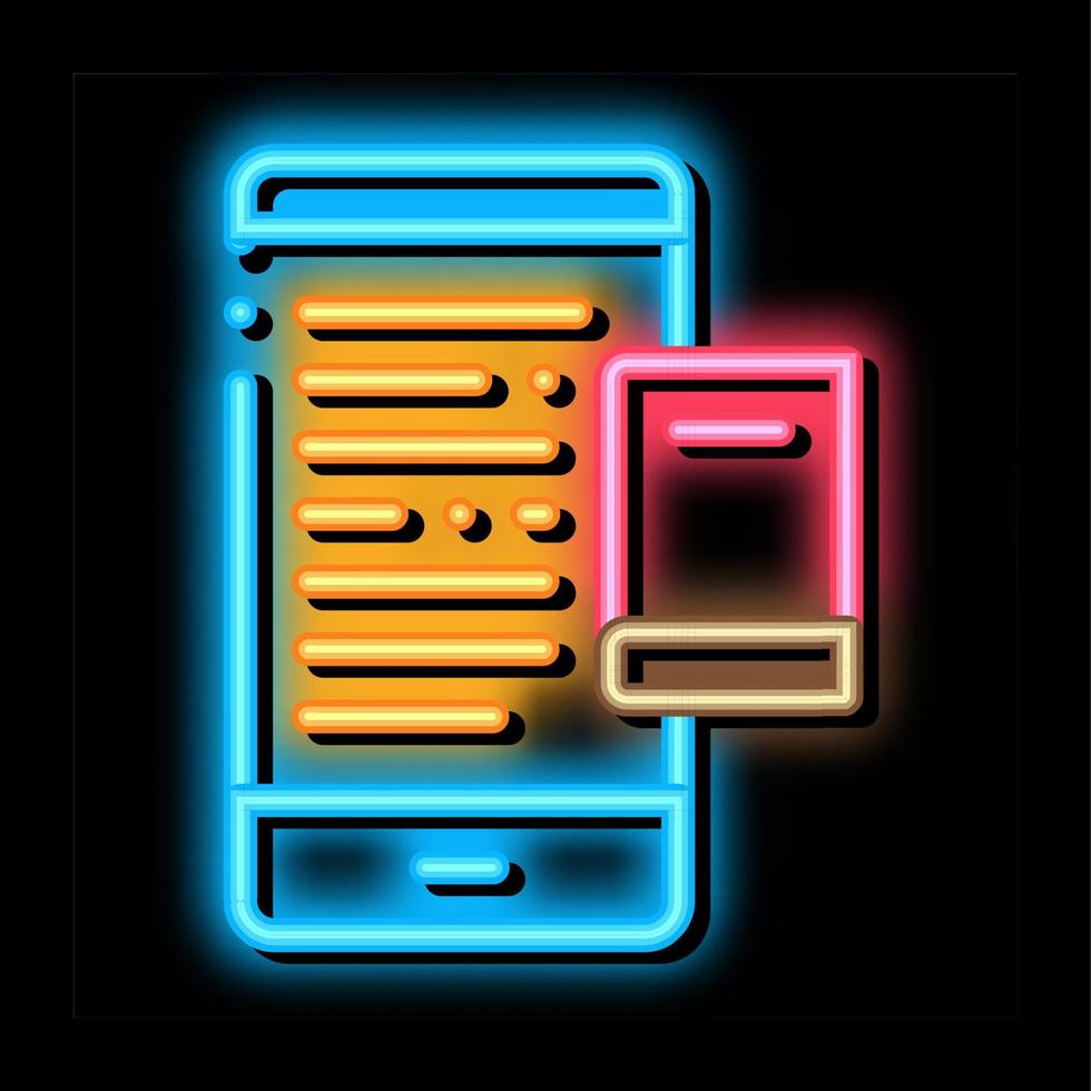 ebook neon splendore icona illustrazione vettore