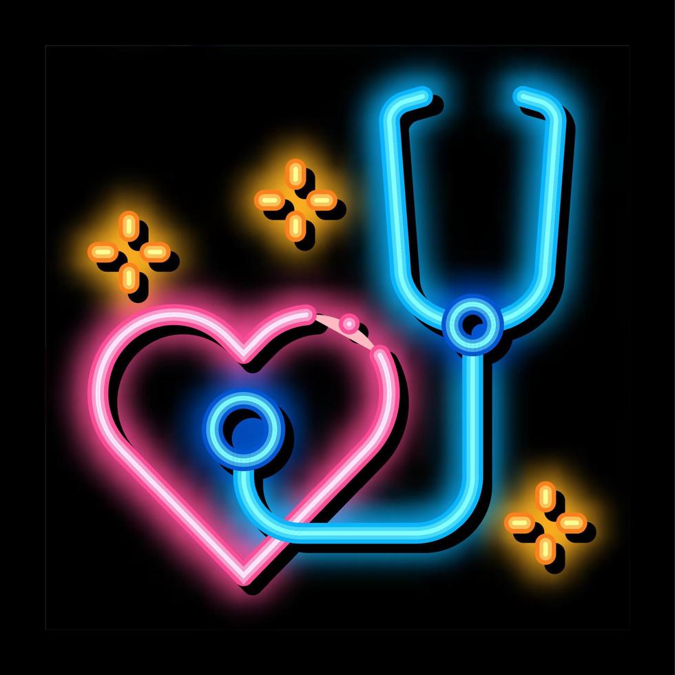 cuore battere misurazioni neon splendore icona illustrazione vettore