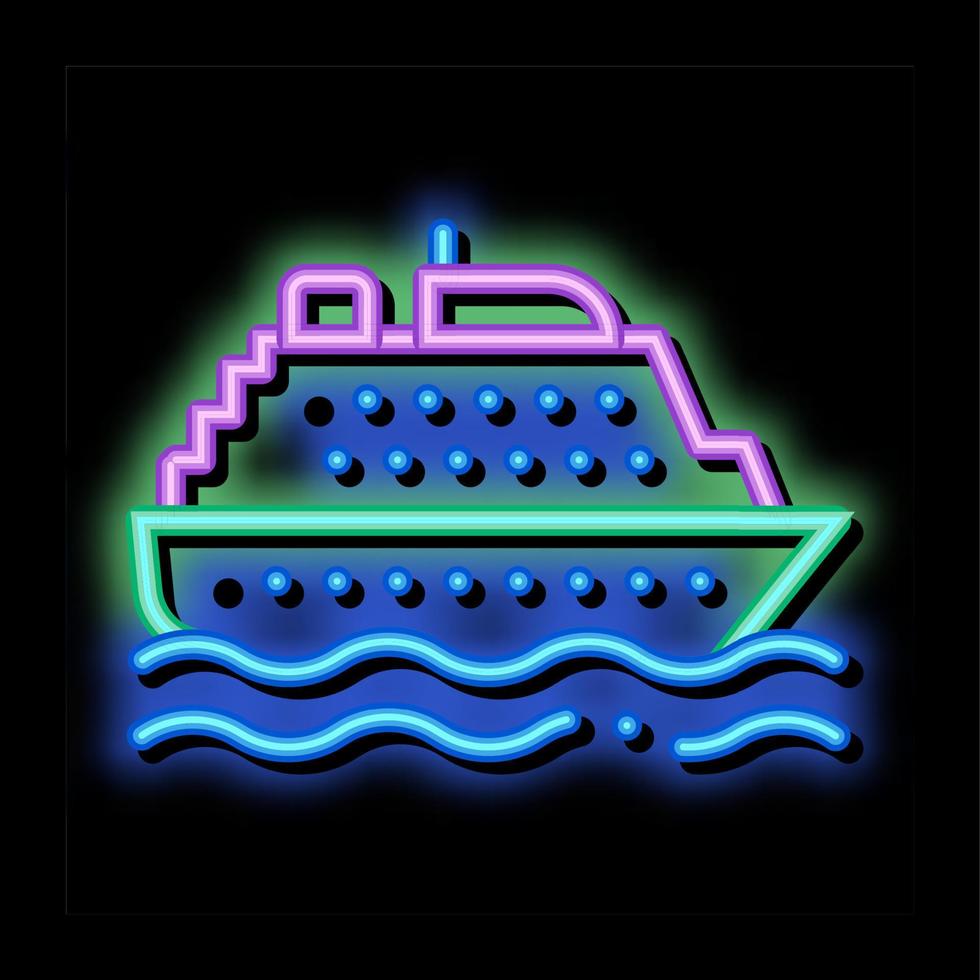 pubblico trasporto traghetto neon splendore icona illustrazione vettore