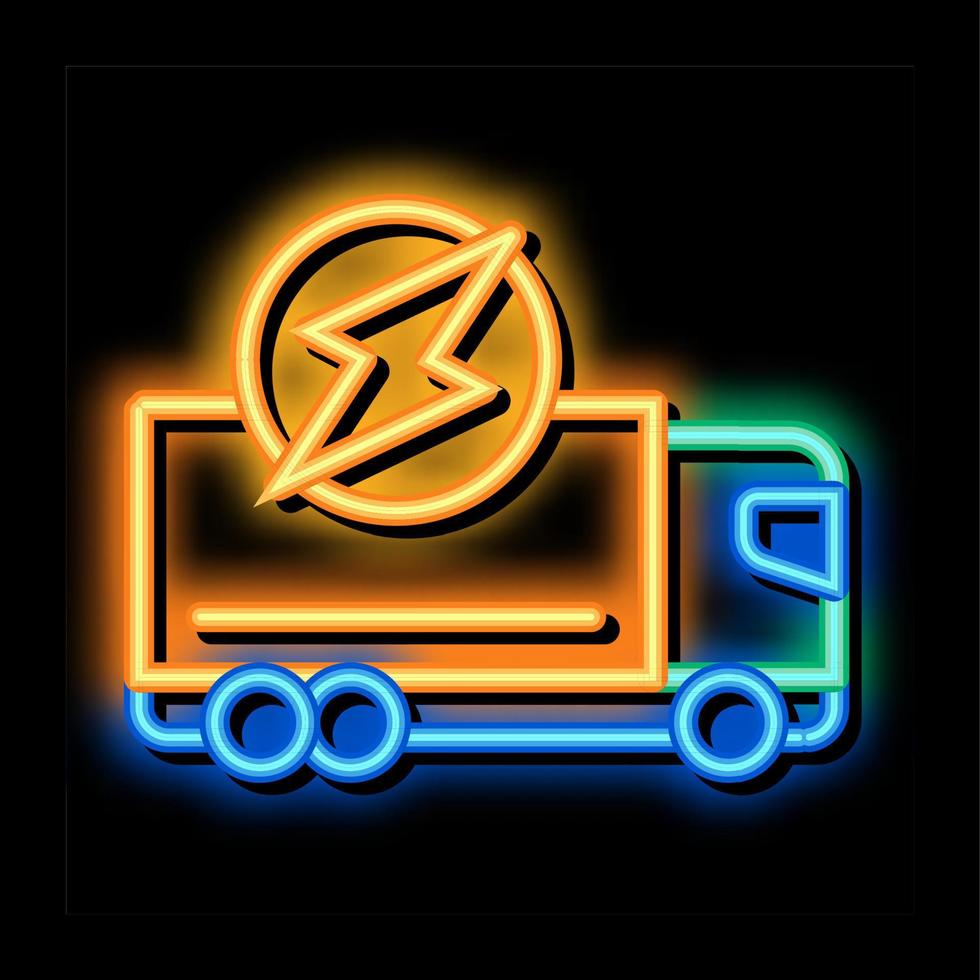 elettro camion carico neon splendore icona illustrazione vettore