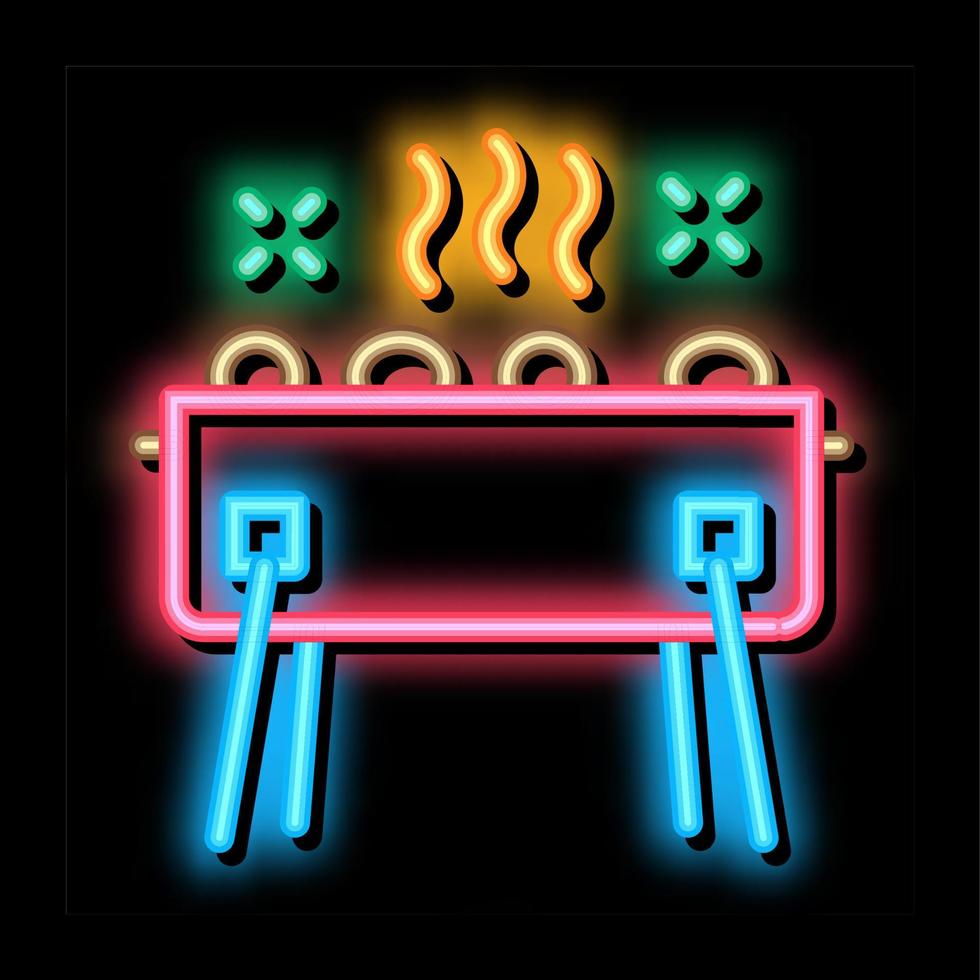 bbq braciere neon splendore icona illustrazione vettore