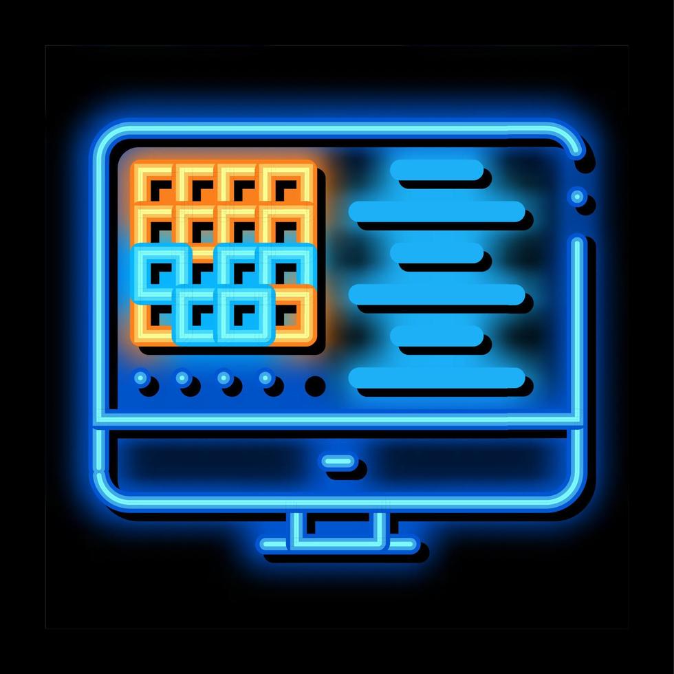 produzione computer automazione controllo neon splendore icona illustrazione vettore