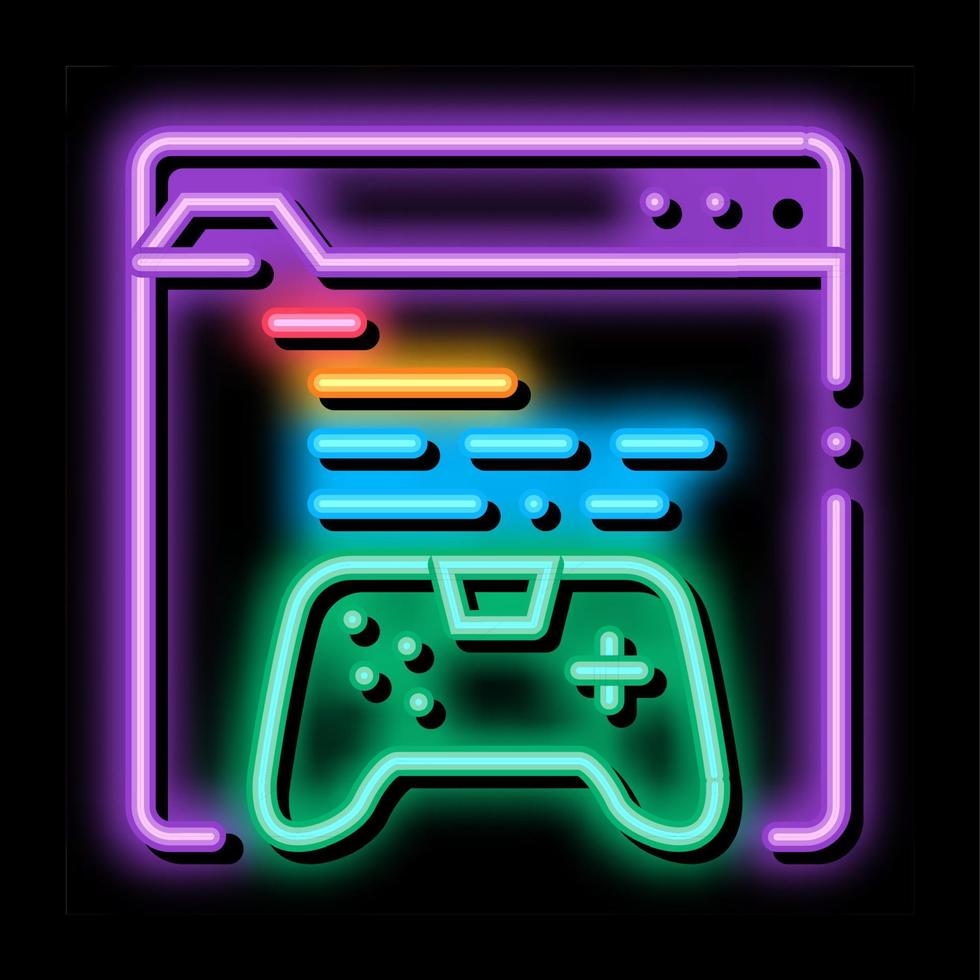 Internet gioco neon splendore icona illustrazione vettore