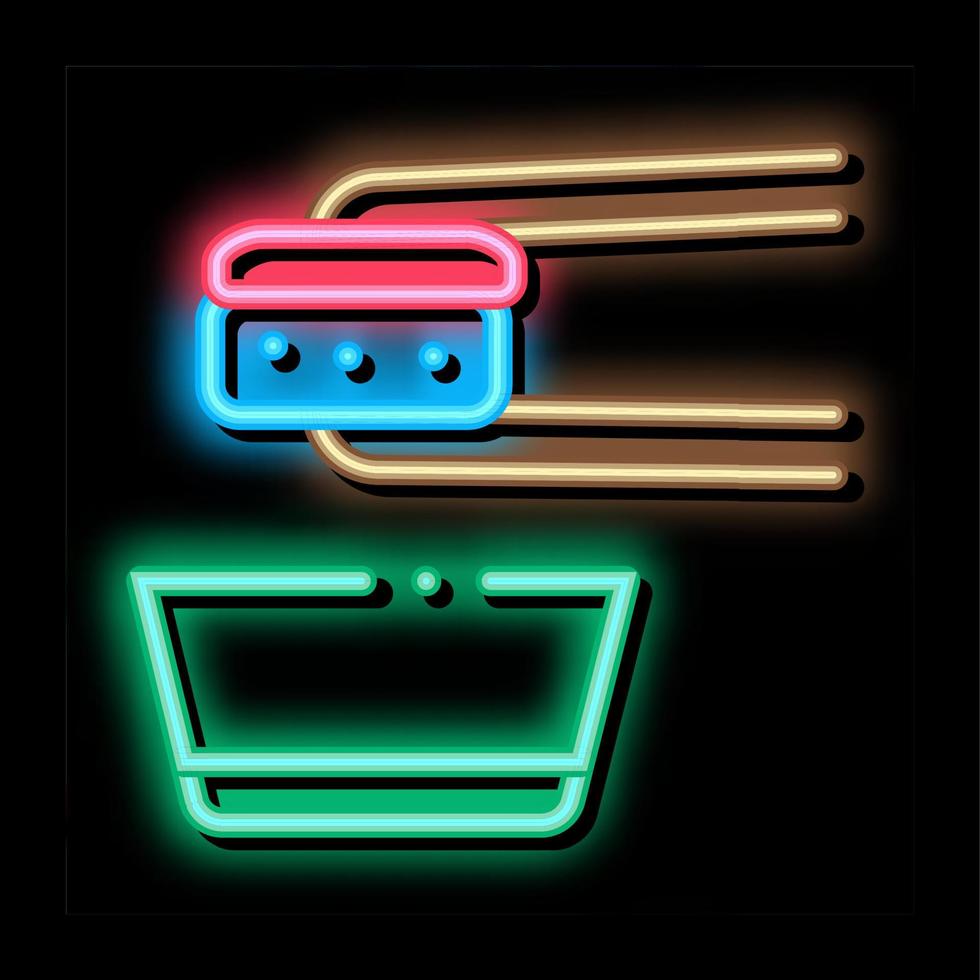 Sushi rotolo wasabi neon splendore icona illustrazione vettore