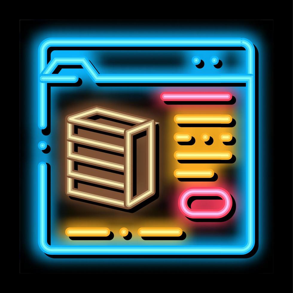 mobilia Internet negozio neon splendore icona illustrazione vettore