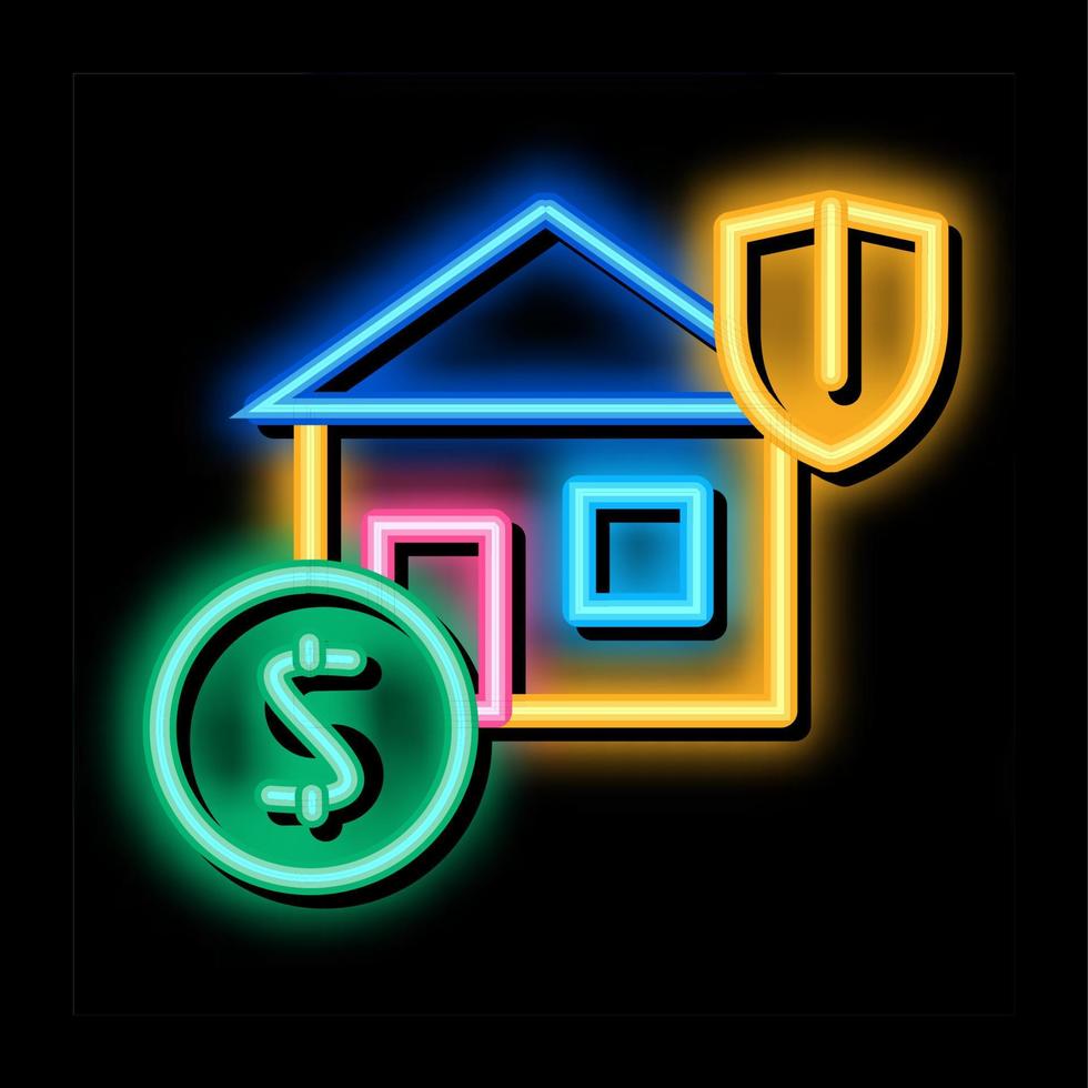 Casa protezione assicurazione neon splendore icona illustrazione vettore