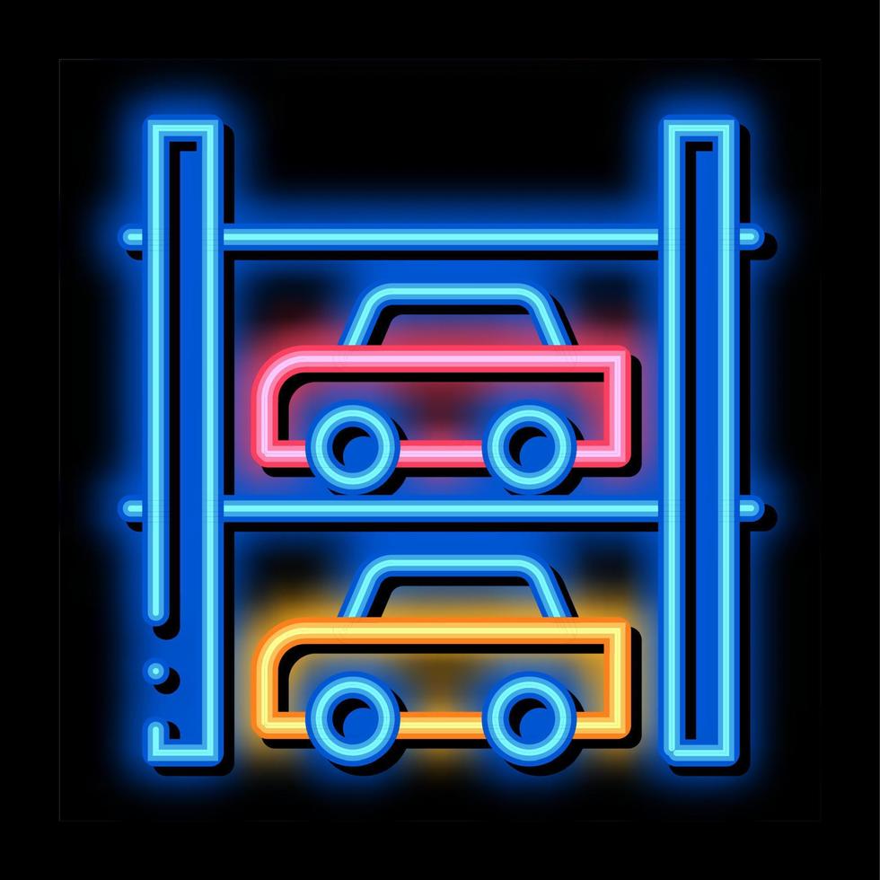 multipiano parcheggio neon splendore icona illustrazione vettore