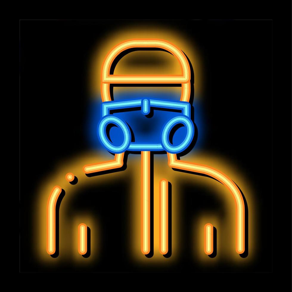 umano nel protettivo maschera neon splendore icona illustrazione vettore