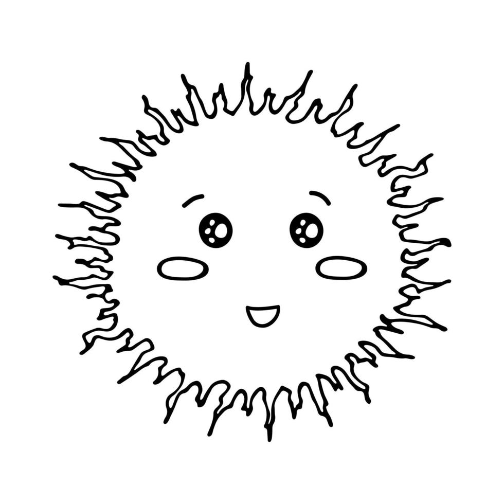 mano disegnato contento sole emoji. estate scarabocchio. singolo vettore elemento per design